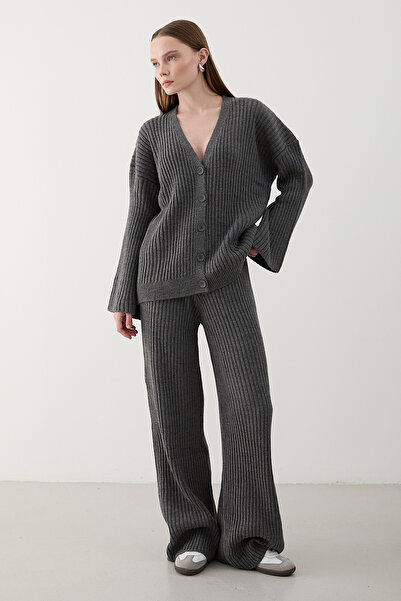Laluvia Anthracite Cardigan Knitwear Set - 4600