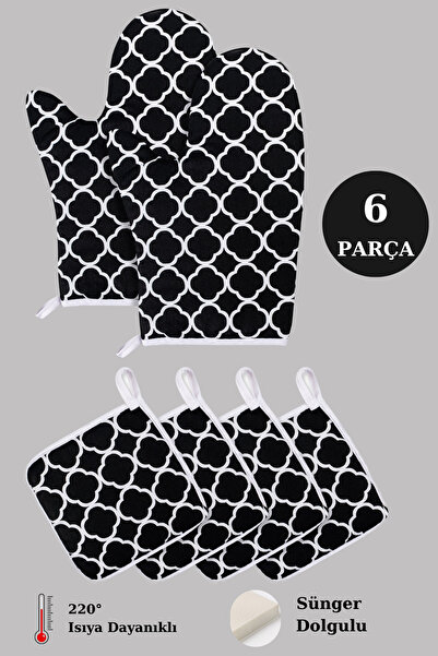 Morlay 6 Parça Fırın Eldiveni Ve Tencere Tutacak Mutfak Seti & 220 Derece Isıya Dayanıklı