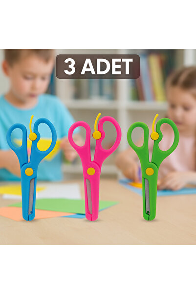 nistabolje 3 штуки пластикових захисних дитячих ножиць з тупими кінцями та пружиною, безпечні шкільні ножиці для учнів