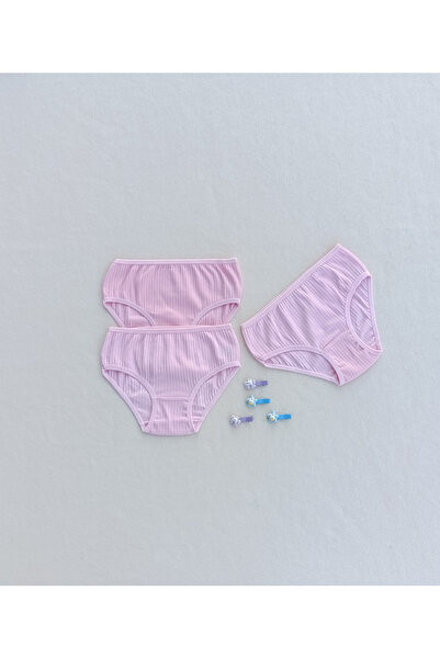 siyalife Girl's Pink Soft Textured Stretchy Lycra 3-Piece Panties Slip