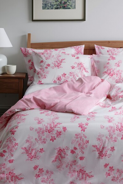 Leruum London طقم غطاء لحاف كبير الحجم بنقشة الزهور، طقم غطاء لحاف مخطط باللو...