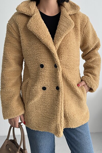 ALFUDO Moda Collection Winter Women's Teddy Camel Coat