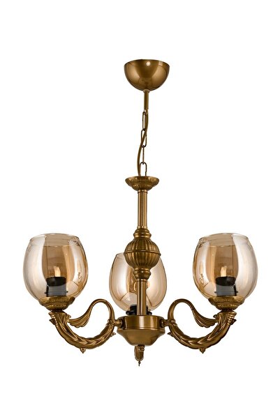 DEDE Üç Kollu Riga Zamak Avize Eskitme Bal Camlı