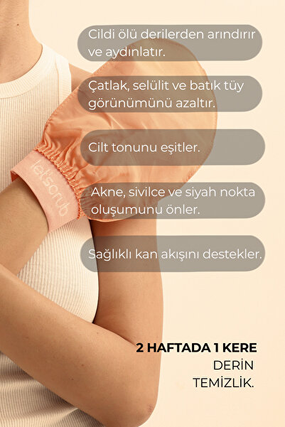 LET'SCRUB Yavruağzı Lastikli Banyo Duş Kesesi Peeling Eldiveni %100 Floş Ipek Hassas Ciltler Için