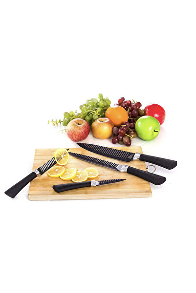 Everrich Mastercook 6 Piece Kitchen Set - 4 Premium Knives, Peeler & Multifunctional Scissors, Black
