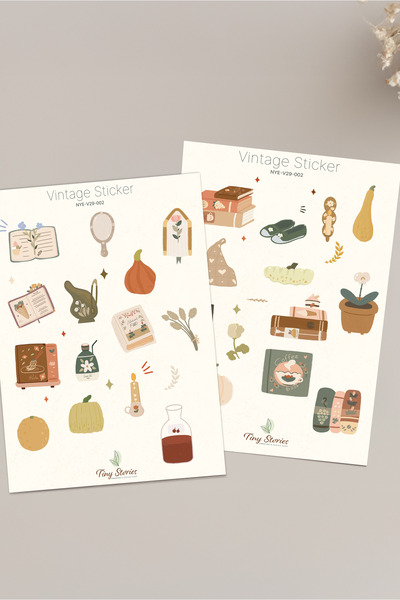 tinystoriestr Set de stickere vintage i– Agendă, Caiet, Jurnal, Album foto