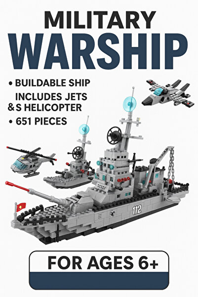 Generic 651pcs Warship Carrier Building Blocks - Fun Educational Toys for Kids!