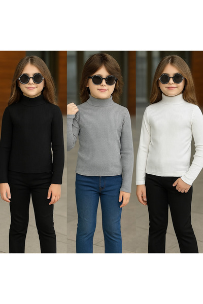 Uğur bebe 3 bucăți unisex pentru copii, cu nervuri, cu jumătate de gât, body Badi, 3 culori, modern și confortabil.