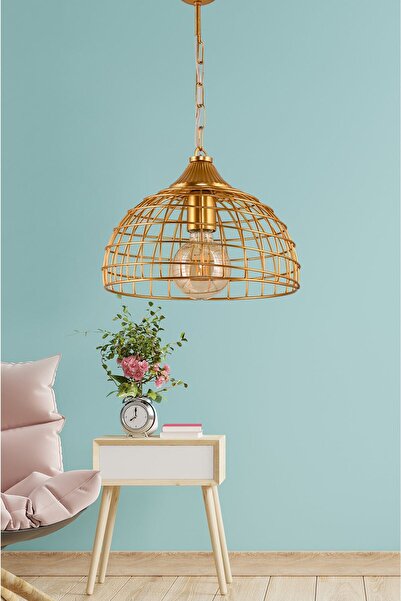 DEDE Tekli Tuna Sarkıt Mat Gold Avize