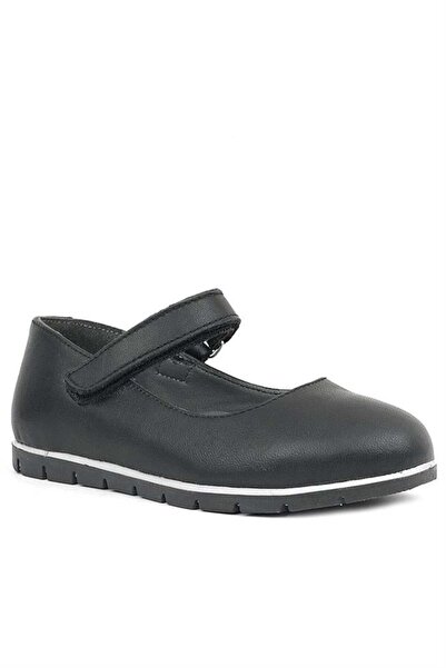 Rakerplus Black Genuine Leather Girls' Ballerinas