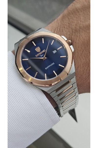 Raymond Rym-611505M Slim Men's Watch - Steel Case and Strap - 2 Years Warranty Ipr-Bl