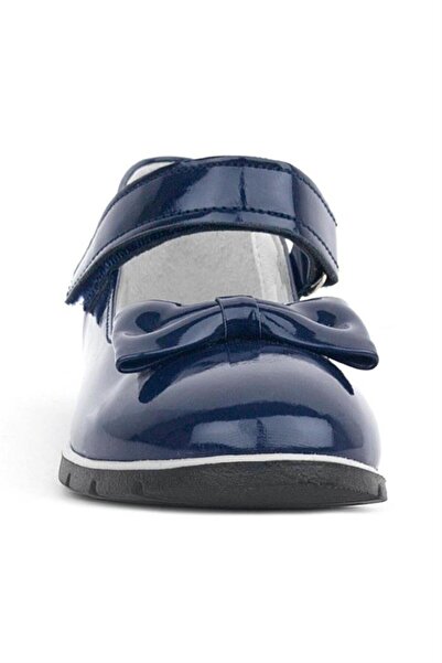 Rakerplus Navy Blue Patent Leather - Girl's Ballerinas with Velcro and Bow