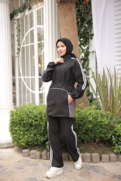 MİMİ Luxury Wear Women's Hijab Tracksuit Set Top and Bottom Set with Zipper