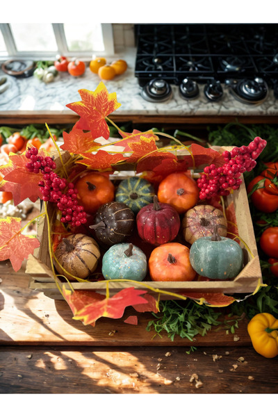 Home Cadılar Bayramı Balkabağı 10 Adet , Sonbahar Halloween Konsept Kabak 5x4 cm