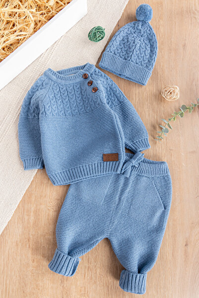 Babymod Baby Boy Beret Knitwear Winter Baby Suit Baby Suit with Hat