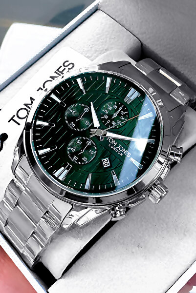 Tom Jones ساعة يد رجالية 3 أتم مقاومة للماء لون فضي سوار فولاذي GTJE2052C2