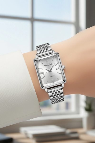 Ferrucci Steel Cord Steel Case Women Wrist Watch, 3 Atm Waterproof Silver Zmf...