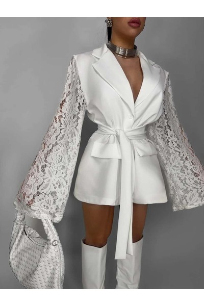 Vavelsa Kolu dantell detaylı ceket elbise