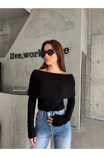 Laluvia Bluzka z kołnierzykiem Madonna w kolorze białym z elastyczną wstawką