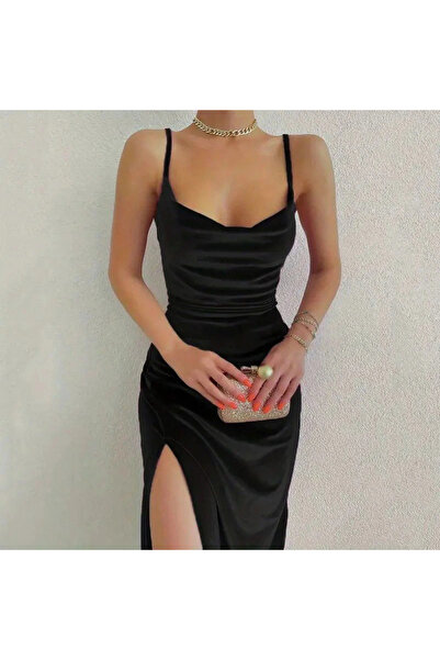 Bijuterria Γυναικείο Μίντι Φόρεμα με λουράκι Degaje με σχισμή βελούδινο