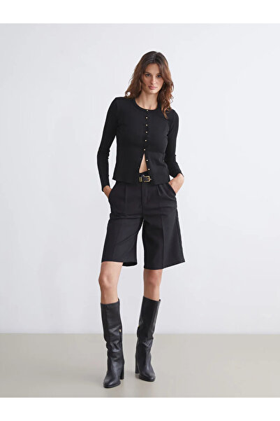 LC Waikiki LCW Vision Bisiklet Yaka Çizgili Kadın Triko Hırka