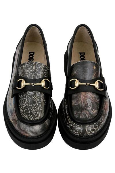 Dogo Women's Vegan Leather Black Loafer - the Model Book of Calligraphy Design