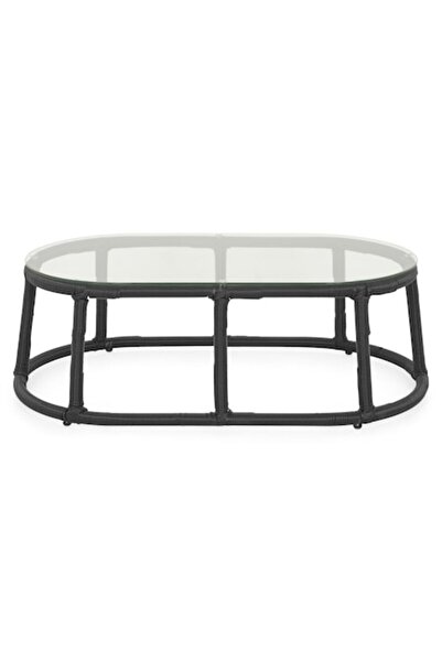 Maison Mex Oval Garden/Terrace Table PAPASANS, L.90 l.50 H.46 cm, Black