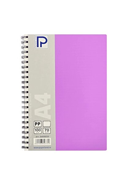 PAPERLAND Spiral Notebook A4, 100 Sheets, Plastic Cover, Dictando