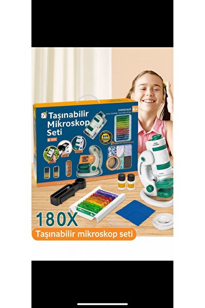 Alsamkapsam Çocuk Bilim Deney Cep Mikroskop seti 60-180x Eğitici Mini El Mikroskop Işıklı Mobil Uyumlu