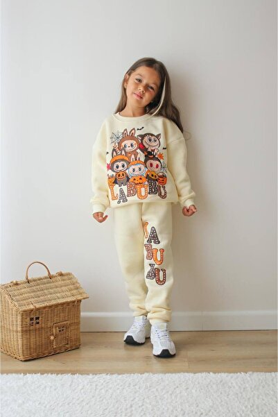 MİNİKO KİDS Girl's Labubu Modeled 3-Ply Sharded Tracksuit Set