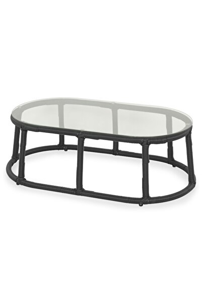 Maison Mex Oval Garden/Terrace Table PAPASANS, L.90 l.50 H.46 cm, Black