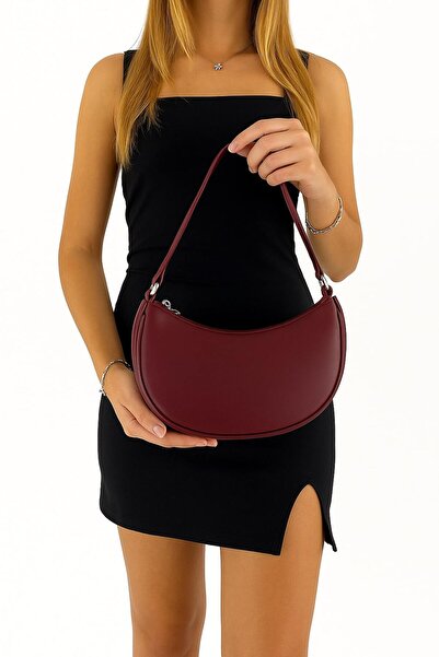 Gloria Berende Bordo Zippered Baguette Women's Handbag and Shoulder Bag