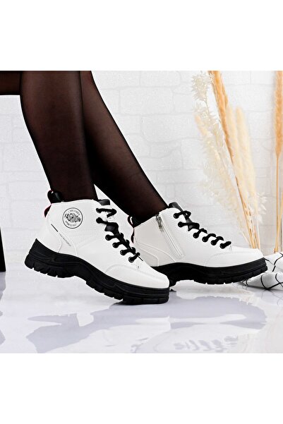 Tmall Ghete de damă, din piele, GD1073, albe cu negru