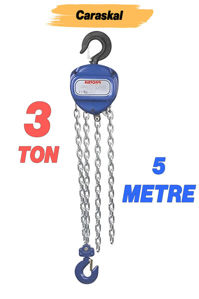 Badem10 Zincirli Caraskal Ceraskal 3 Ton 5 Metre Profesyonel El Vinç Dayanıkl...