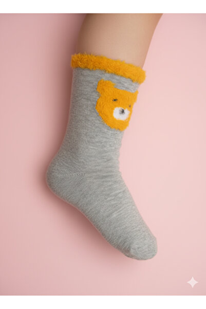 Şimo Butik Girl's Plush Detailed Socks Soft Breathable Anti-Sweat