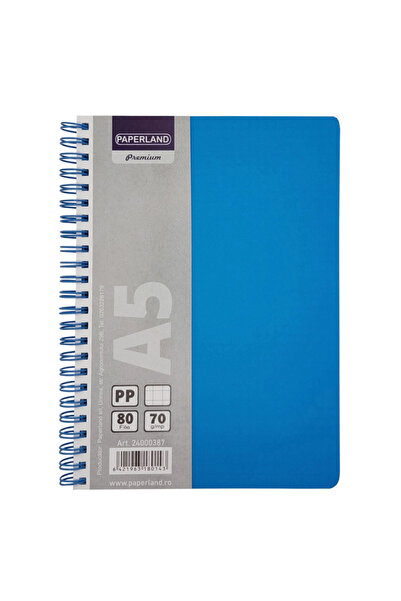 PAPERLAND Caiet spiralat A5, 80 file, dictando COPERTA PLASTIC