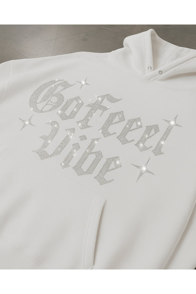 Gofeel Φούτερ με κουκούλα Vibe Glitter Stone Printed Unisex Oversize
