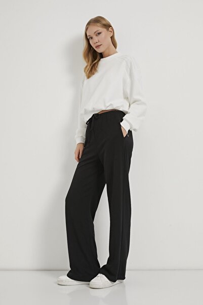 Arma Life Women's Elastic Wide Leg Black Modal Sweatpants