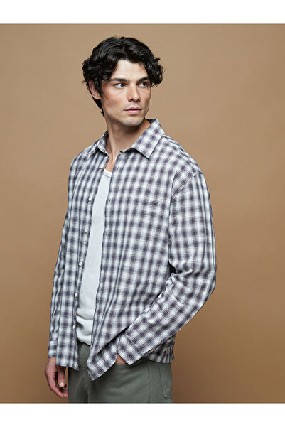 LC Waikiki Rmz Gi̇yi̇m Farkiyla Standard Fit Long Sleeve Checkered Embroidere...