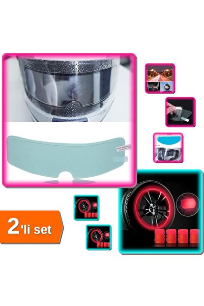 HerEveOyuncak Su Geçirmez Kask Vizör Filmi Buğu Önleyici + 4'lü Kırmızı Fosforlu Sibop Kapak Set L3H7Q4 (CM)