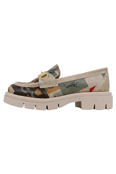 Dogo Women's Vegan Leather Cream Loafer - Anatolian Patterns Design