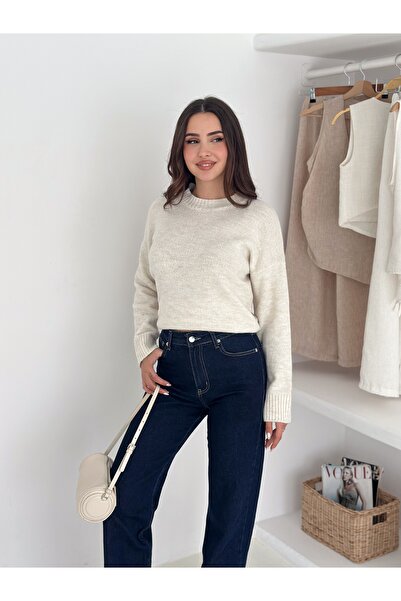 b buhari bykoc Crew Neck Plain Knit Sweater