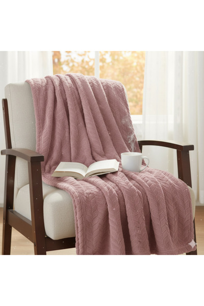OEM Throw Blanket, Popcorn Pink Design, for Armchair or Sofa, size 160x130 cm