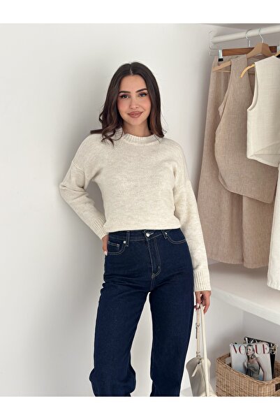 b buhari bykoc Crew Neck Plain Knit Sweater