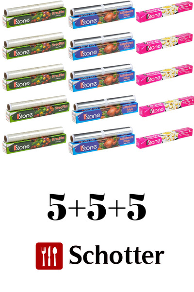 Broken Stone فيلم قابل للتمدد + ورق ألمنيوم + ورق خبز – مجموعة 5+5+5 للاستخدا...