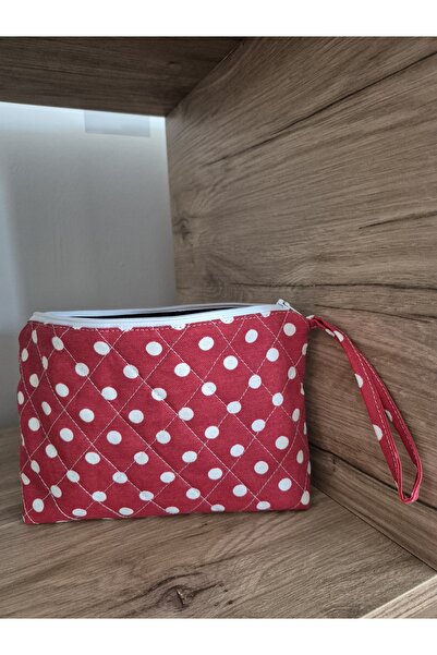 Handream Quilted Red/White Polka Dot (Makeup Bag/Handbag/Purse-Luggage Organizer)
