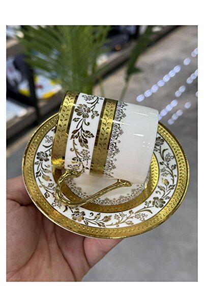 ACAR Luxury Porcelain 6-Piece Olivette Coffee Cup Set White