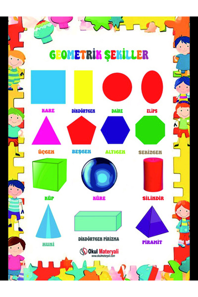 Okul Materyali GEOMETRİK CİSİMLER 33X48 CM