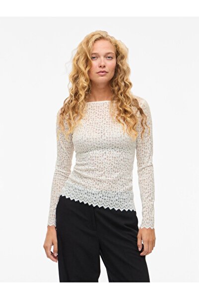 VILA Oberteil mit langen Ärmeln VIROMINA U-Boot-Ausschnitt