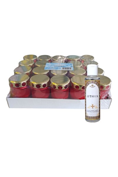 KingAroma Set 20 buc Candele cu capac, Tip 1-100 rosu, 20ore si Ulei parfumat...